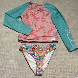 Nautica Rash guard & New Kobie Swim bottom Kids 16 Swim Set - Pink and Blue
